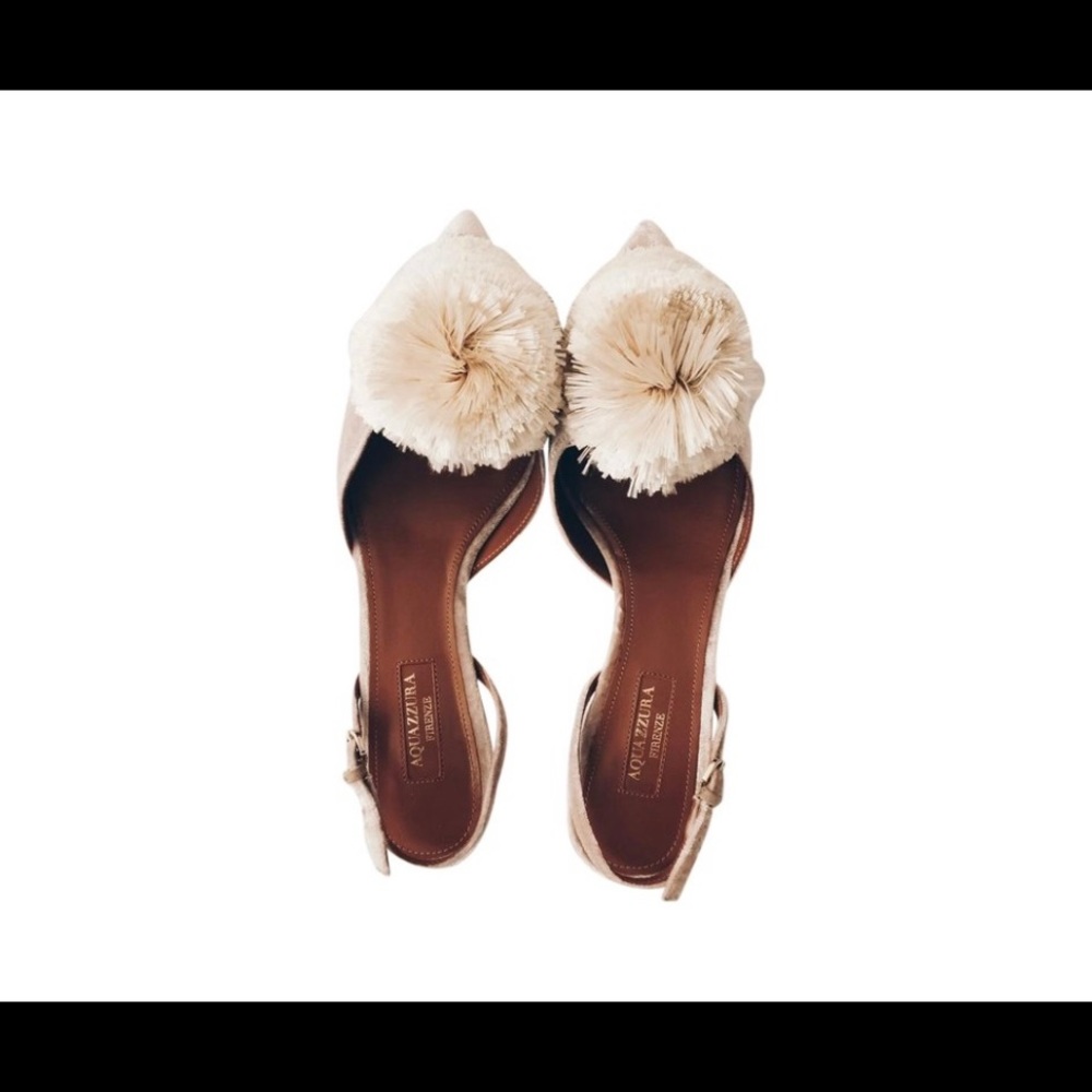 Aquazzura Beige Powder Puff Slingback 105mm Pumps